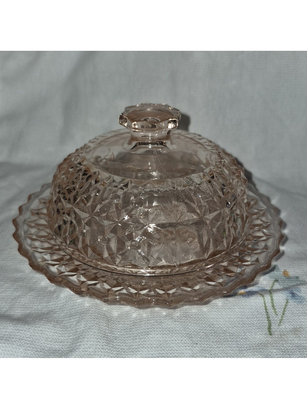 Jeannette Holiday Pink Butter Dish with Cover
